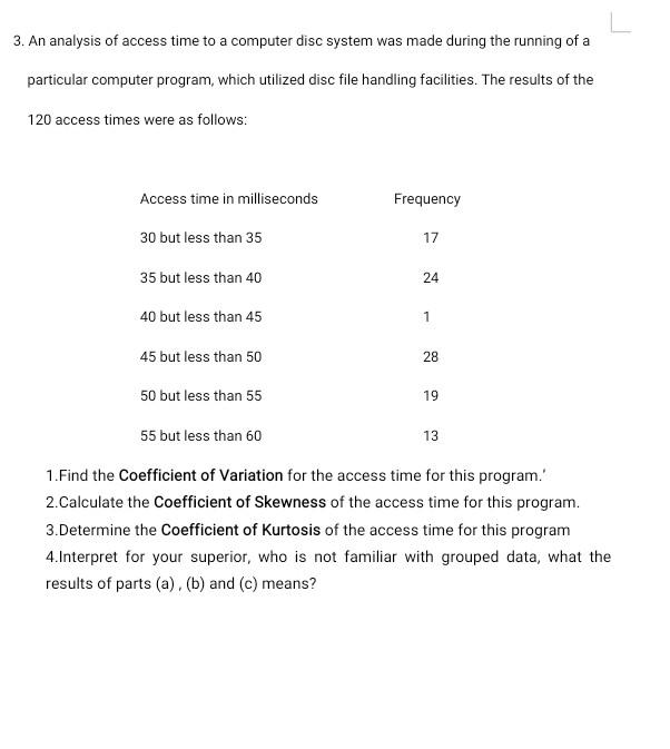 Solved 3. An analysis of access time to a computer disc | Chegg.com
