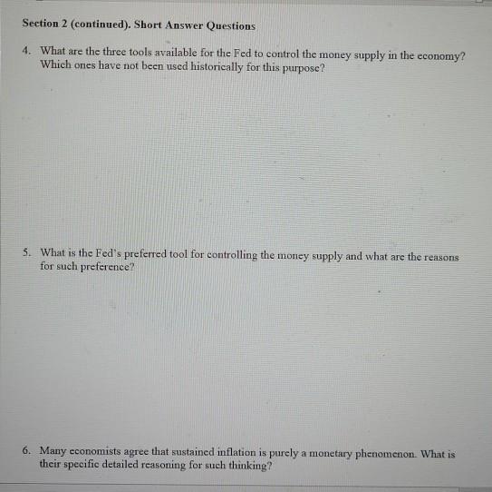 Solved Section 2. Short Answer Questions (30 points) 1. Why | Chegg.com
