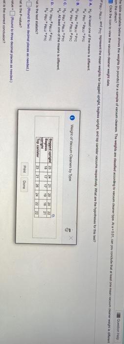 Solved he table aveable below shows the weights in pounds | Chegg.com
