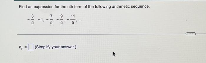 Solved Find an expression for the nth term of the following | Chegg.com