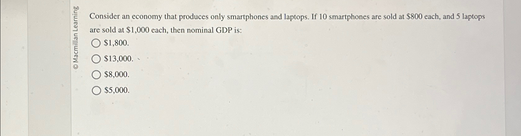 Solved Consider an economy that produces only smartphones | Chegg.com