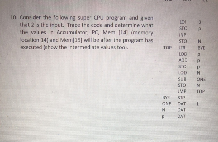 Solved UM 21 3 р 10. Consider the following super CPU | Chegg.com