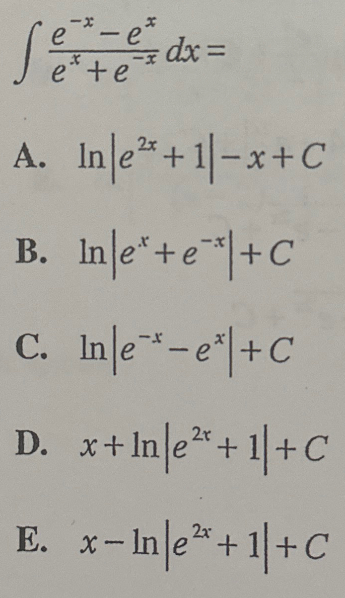 e to the power of negative ln(x)