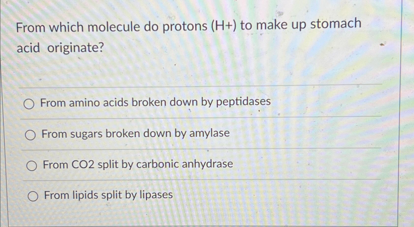 Solved From which molecule do protons (H+) ﻿to make up | Chegg.com