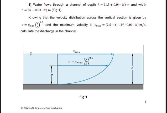 Solved 3) Water flows through a channel of depth | Chegg.com