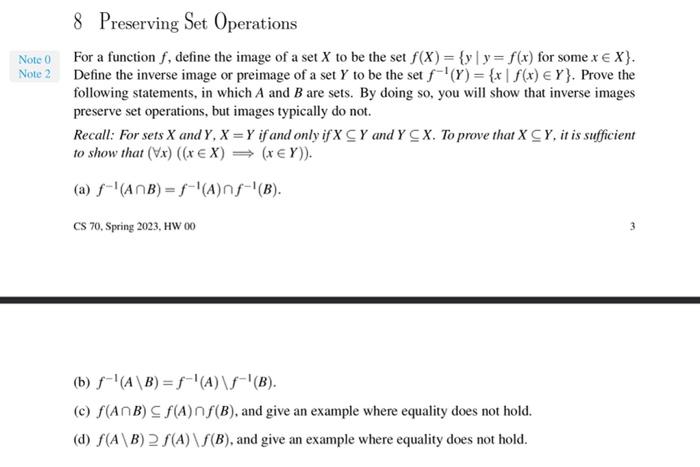 Solved 8 Preserving Det Uperations For a function f, define | Chegg.com