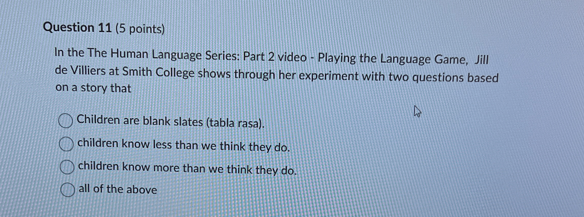 Solved Question 11 (5 ﻿points)In the The Human Language | Chegg.com