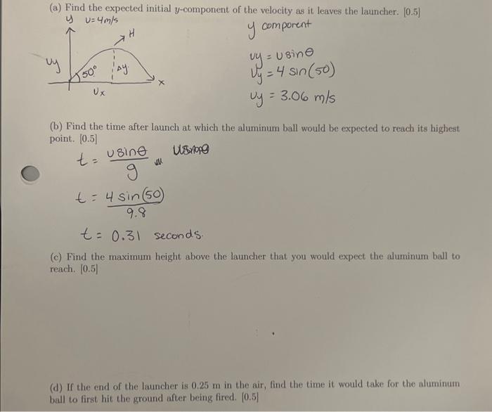 Solved (a) Find the expected initial y-component of the | Chegg.com