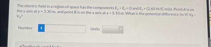 Solved The electric field in a region of space has the | Chegg.com
