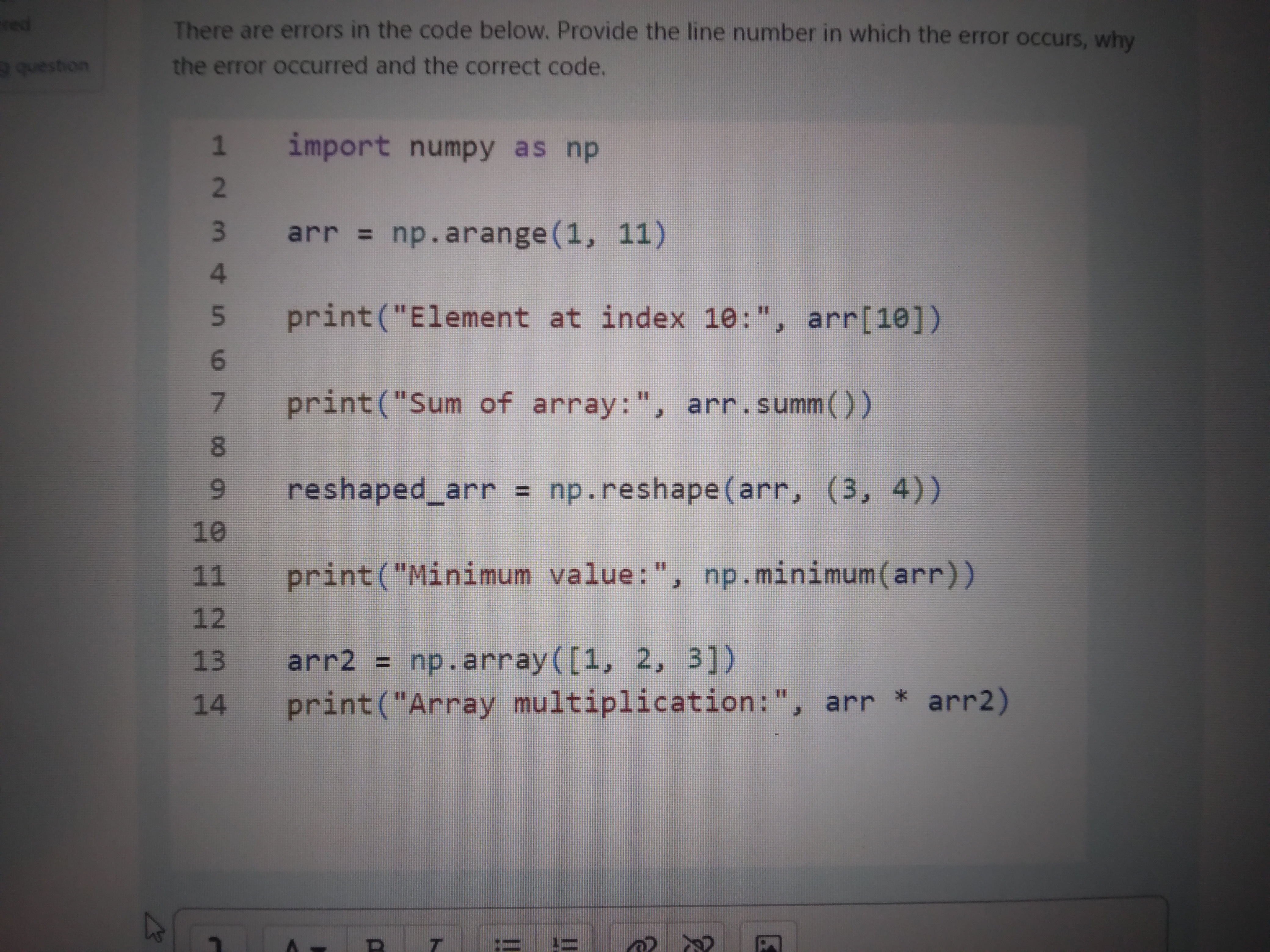 Solved There are errors in the code below. Provide the line | Chegg.com
