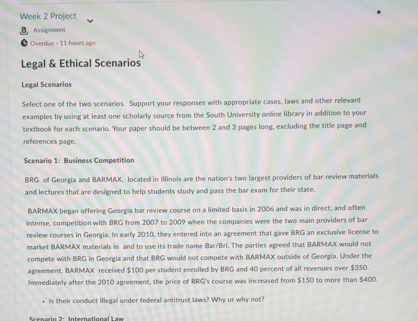 Solved Legal Scenarios Select one of the two scenarios.