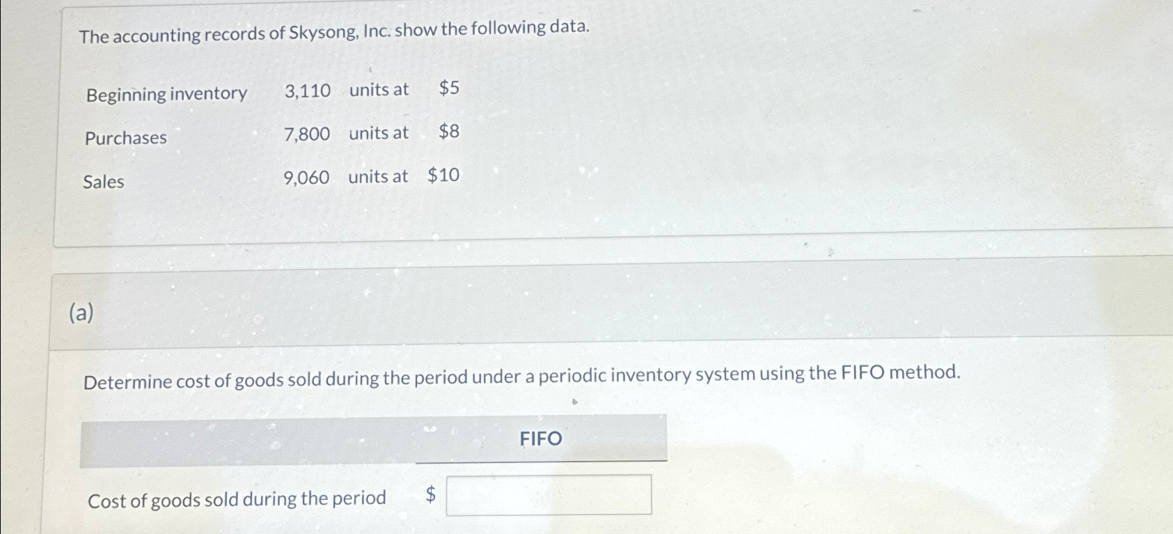 Solved The accounting records of Skysong, Inc. show the | Chegg.com