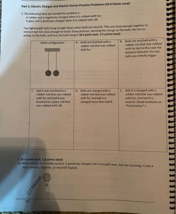 Solved Part 3. Electric Charges and Electric Forces Practice