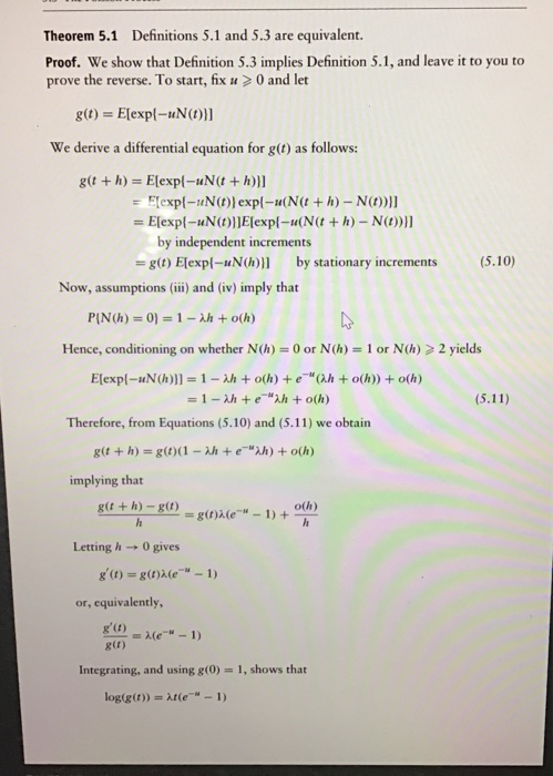 Solved 5.3.2 Definition of the Poisson Process One of the | Chegg.com