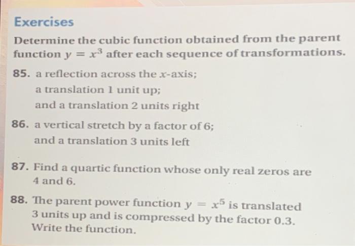 Solved Exercises Determine the cubic function obtained from | Chegg.com