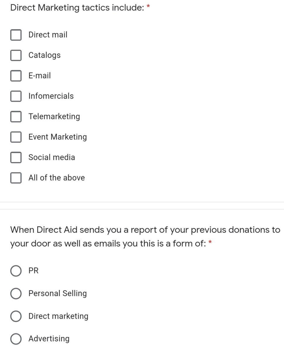 Solved * Direct Marketing tactics include * Direct mail