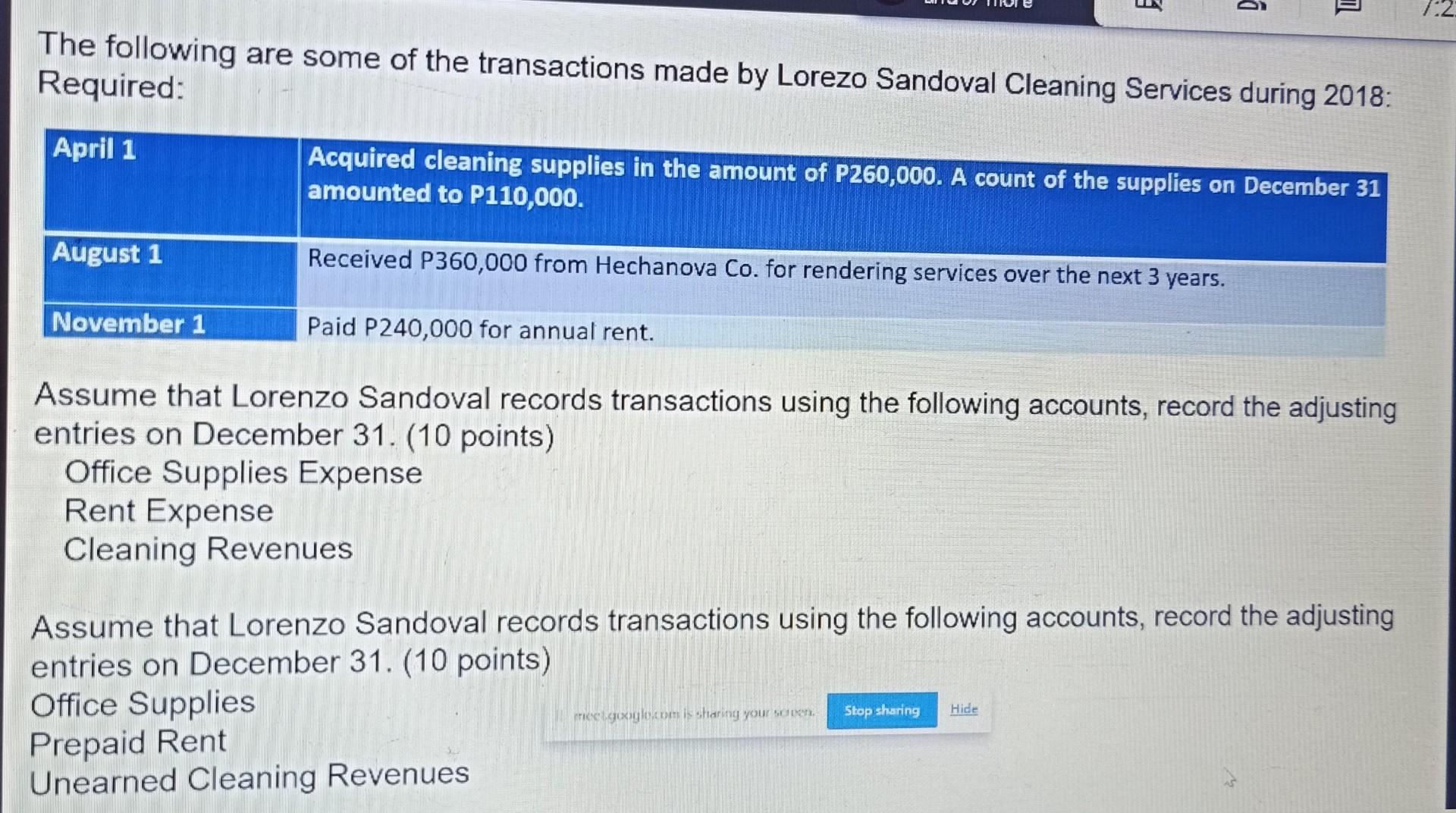 Solved Use Asset Method Office Supplies Prepaid