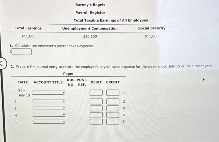 solved-portions-of-the-payroll-register-for-barney-s-bagels-chegg