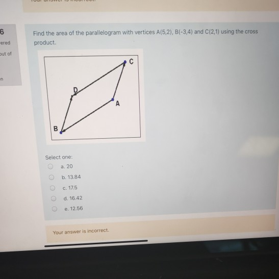 Solved Find the area of the parallelogram with vertices | Chegg.com