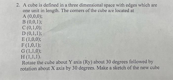 one dimensional space in cube