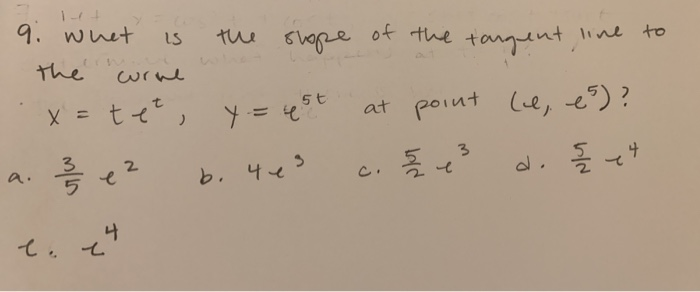 Solved 9 What Is The Scope Of The Targent Line To The Co Chegg Com