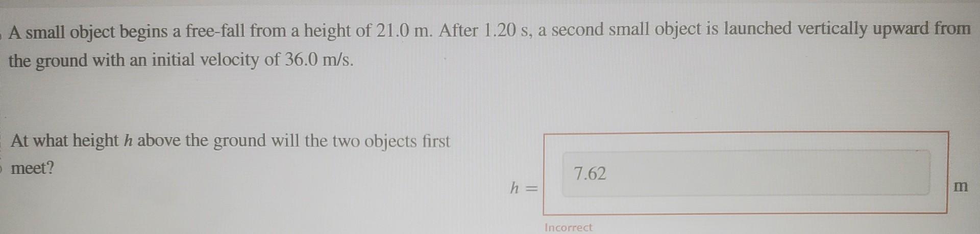 Solved A small object begins a free-fall from a height of | Chegg.com