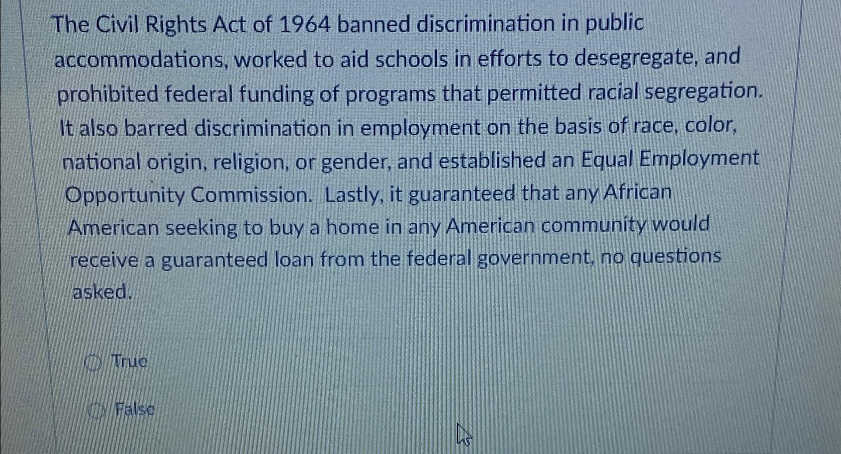 what did the civil rights act of 1964 do to end discrimination