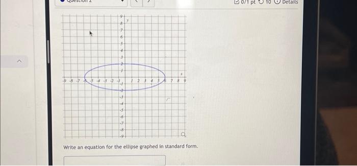 Solved Write an equation for the ellipse graphed in standard | Chegg.com