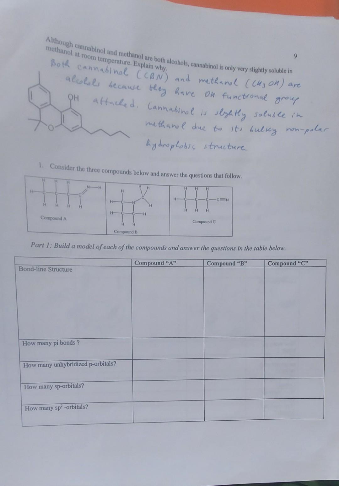 Solved methanol at room temperature. Explain why. Both | Chegg.com