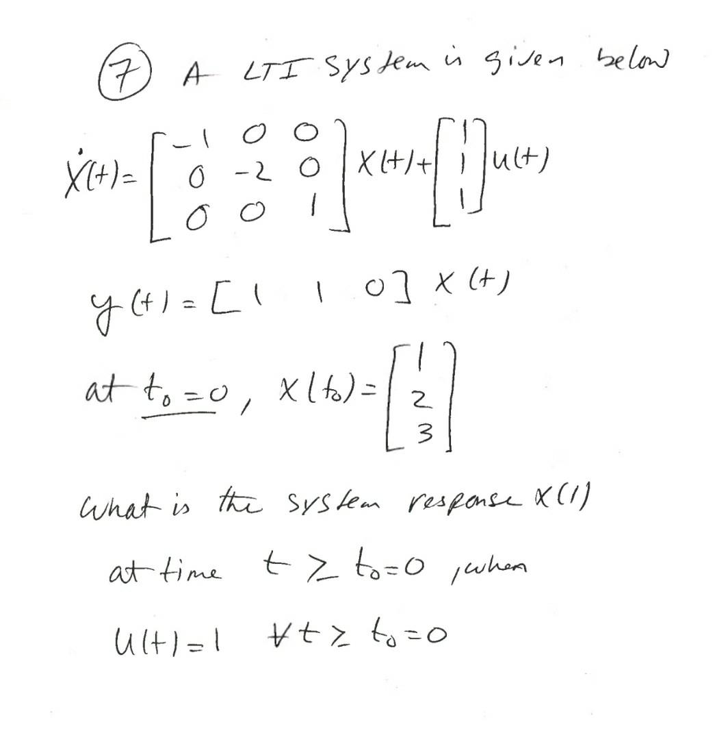 Solved (7) A LTI system is given below | Chegg.com