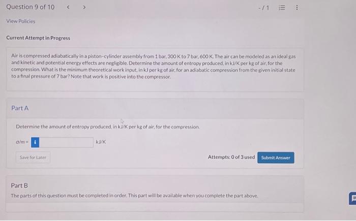 Question 9 of 10 View Policies Current Attempt in | Chegg.com