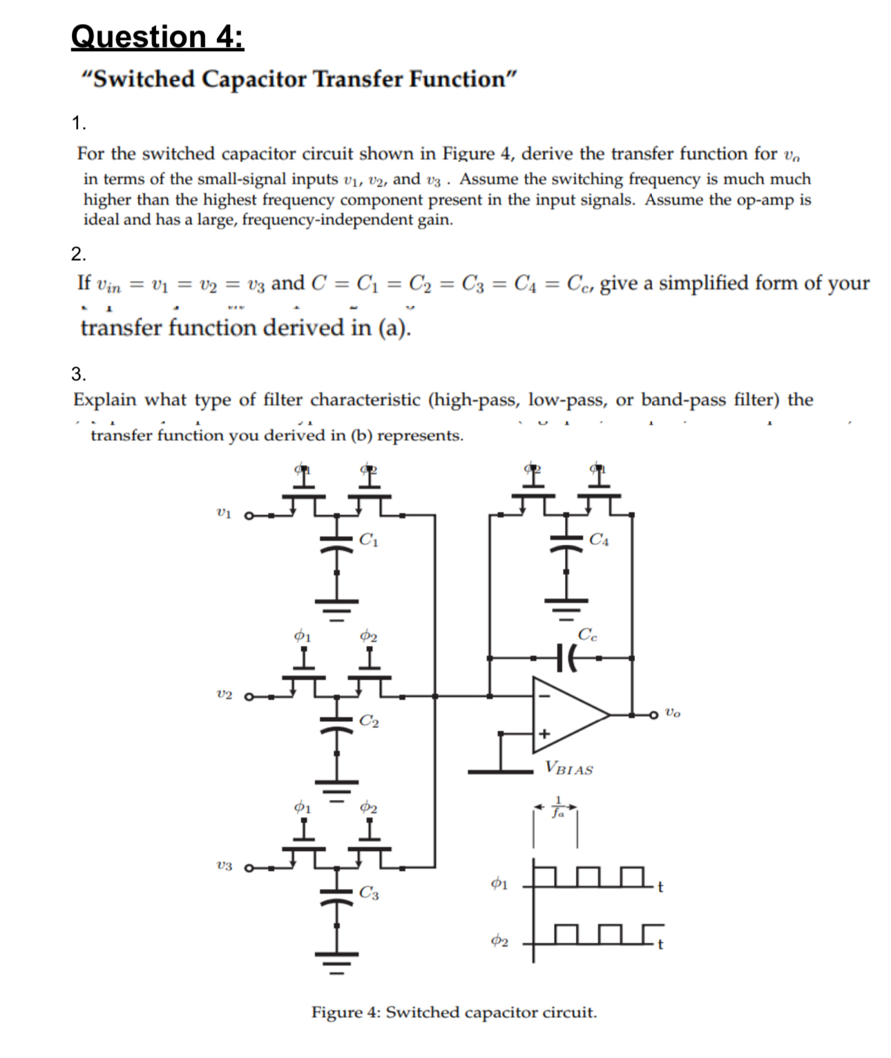 Question 4:"Switched Capacitor Transfer | Chegg.com