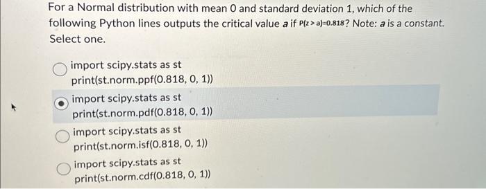 Solved For a Normal distribution with mean 0 and standard | Chegg.com