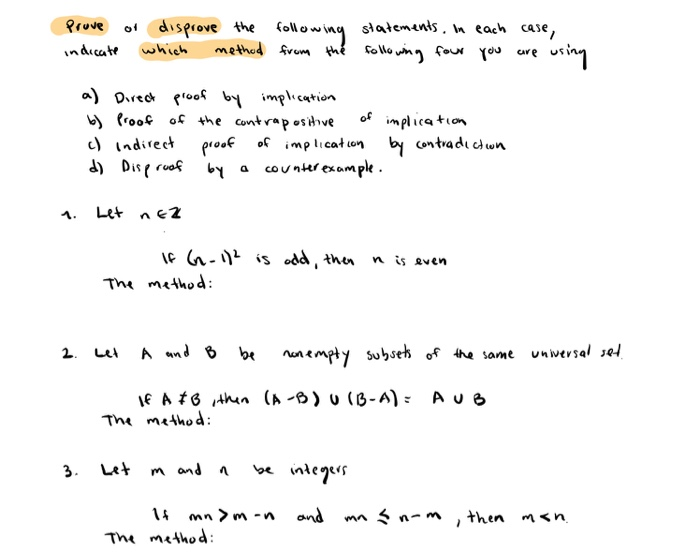 Solved Prove Or Disprove The Following Statements, In Each | Chegg.com