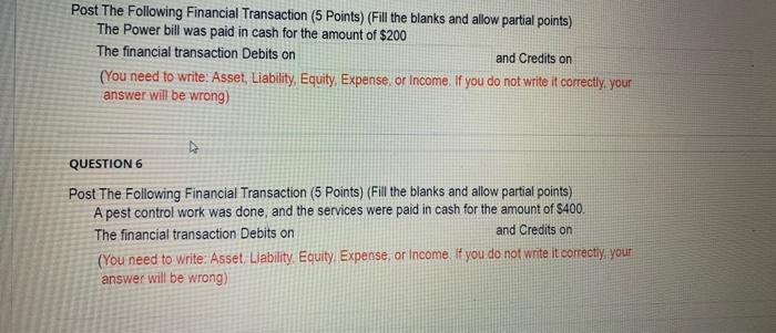 Solved Post The Following Financial Transaction (5 Points) | Chegg.com