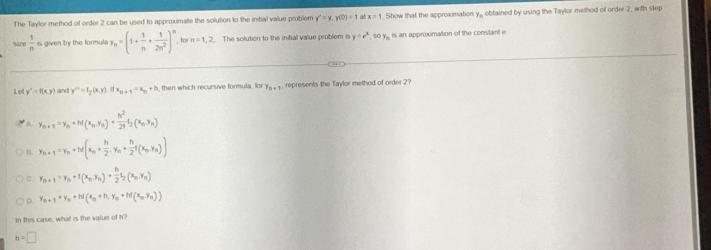 Solved Size (1)/(n) is given by the formula | Chegg.com