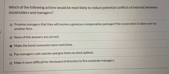 Solved Which Of The Following Actions Would Be Most Likely | Chegg.com