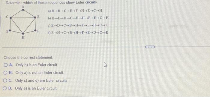 Solved Determine which of these sequences show Euler | Chegg.com