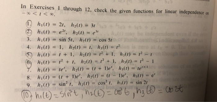 Solved In Exercises 1 through 12, check the given functions | Chegg.com