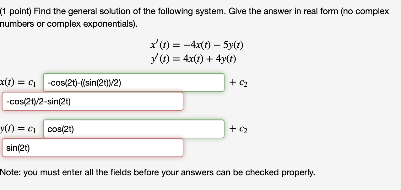 Solved ( 1 ﻿point) ﻿Find the general solution of the | Chegg.com