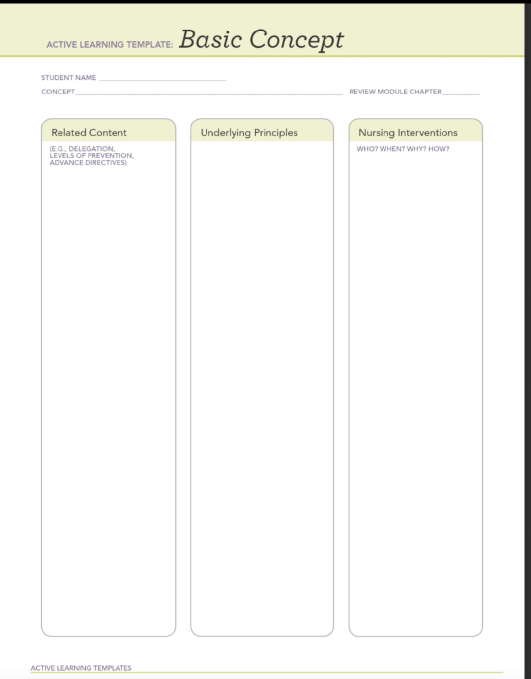 Ati Basic Concept Template Sensory Perception