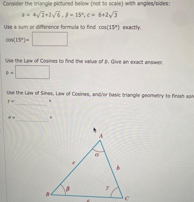 Solved Consider The Triangle Pictured Below Not To Scale 8960