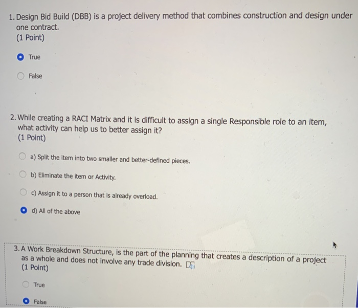 Solved 1. Design Bid Build (DBB) is a project delivery | Chegg.com