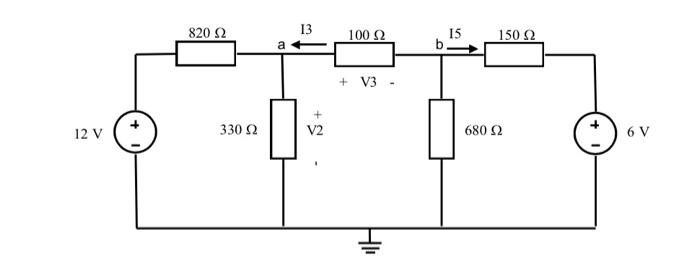 Solved using superposition calculate I3, I5, V2, and V3 | Chegg.com