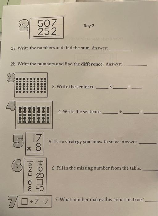 Solved 2a. Write The Numbers And Find The Sum. Answer: 2b. 