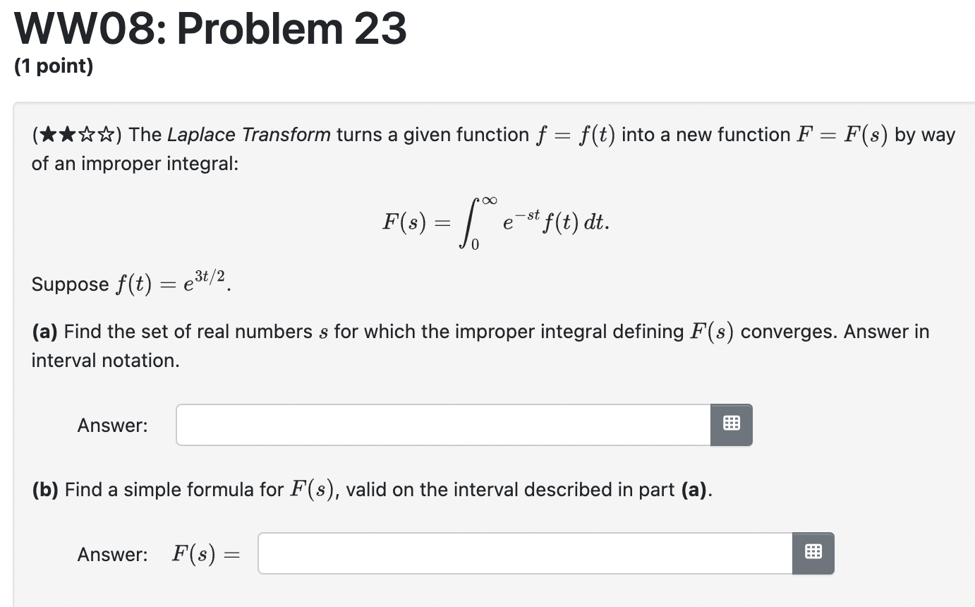 Solved (******↶ϖ) ﻿The Laplace Transform turns a given | Chegg.com