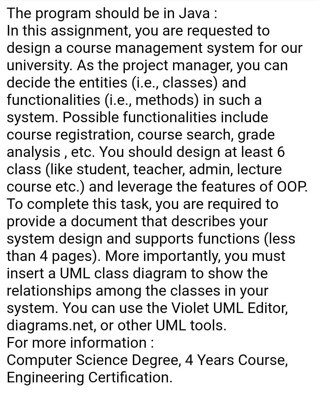 Solved The program should be in Java : In this assignment, | Chegg.com