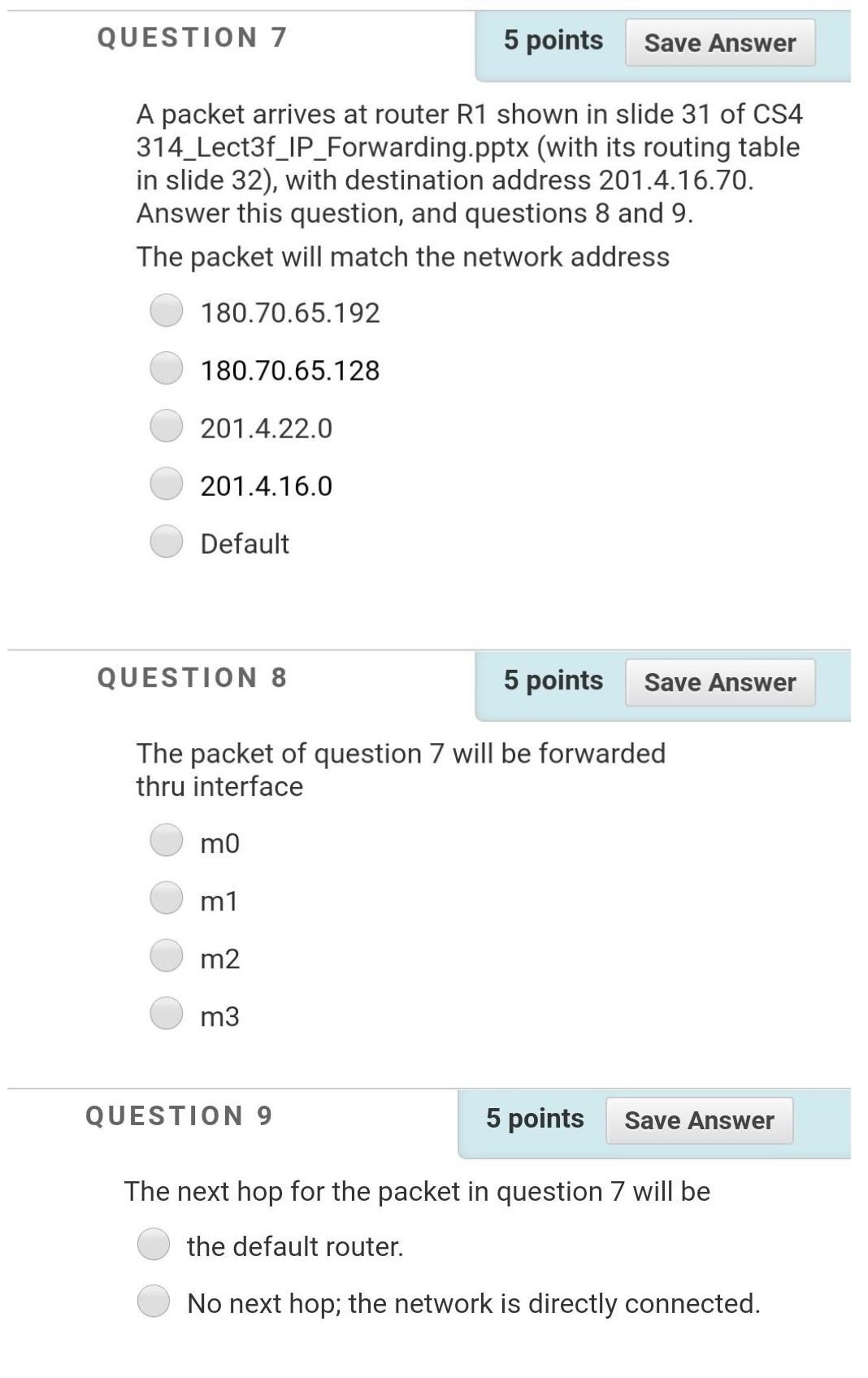 Solved QUESTION 7 5 points Save Answer A packet arrives at | Chegg.com