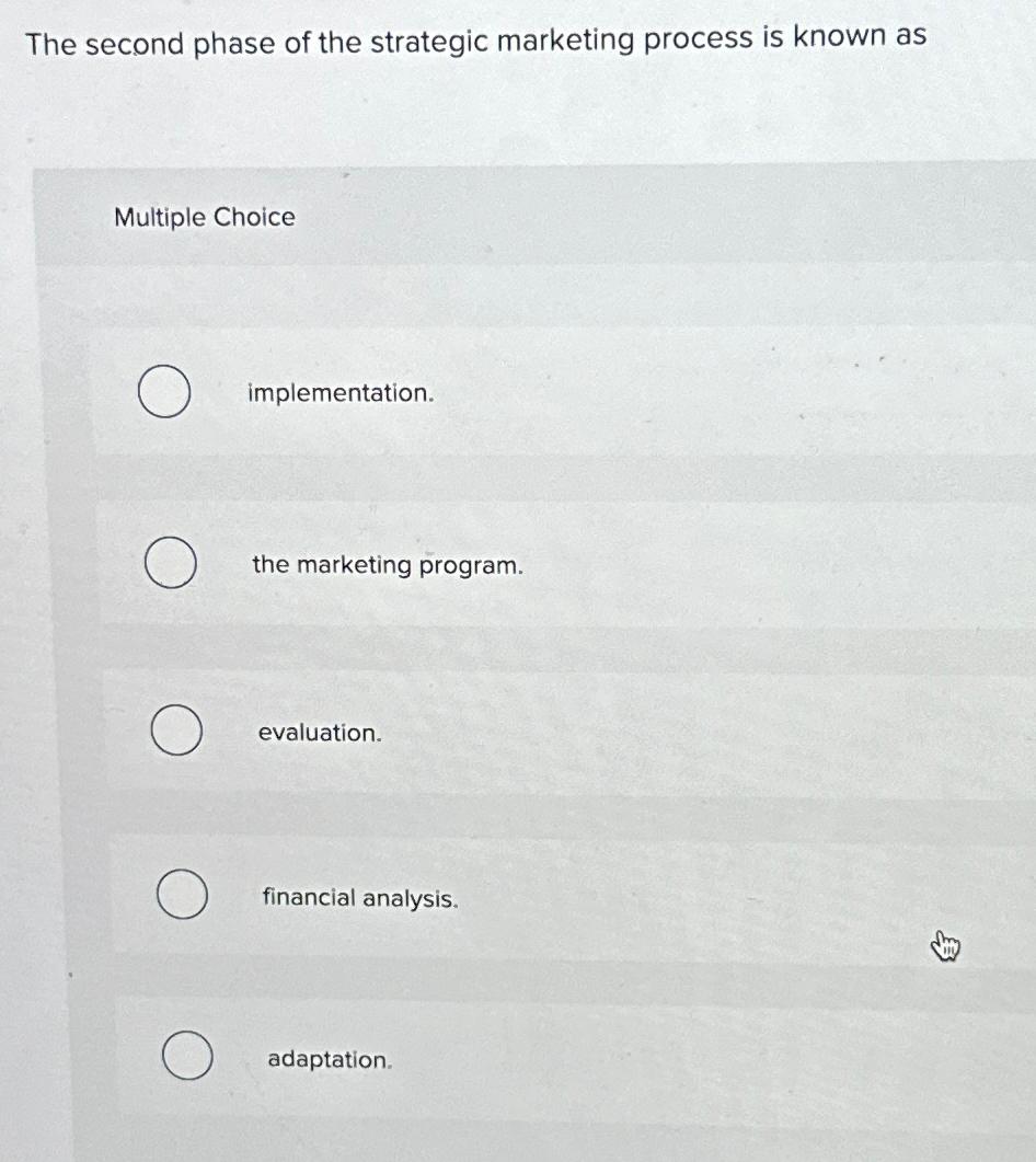 solved-the-second-phase-of-the-strategic-marketing-process-chegg
