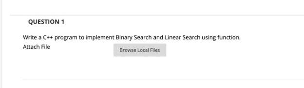 Solved QUESTION 1 Write a C++ program to implement Binary | Chegg.com